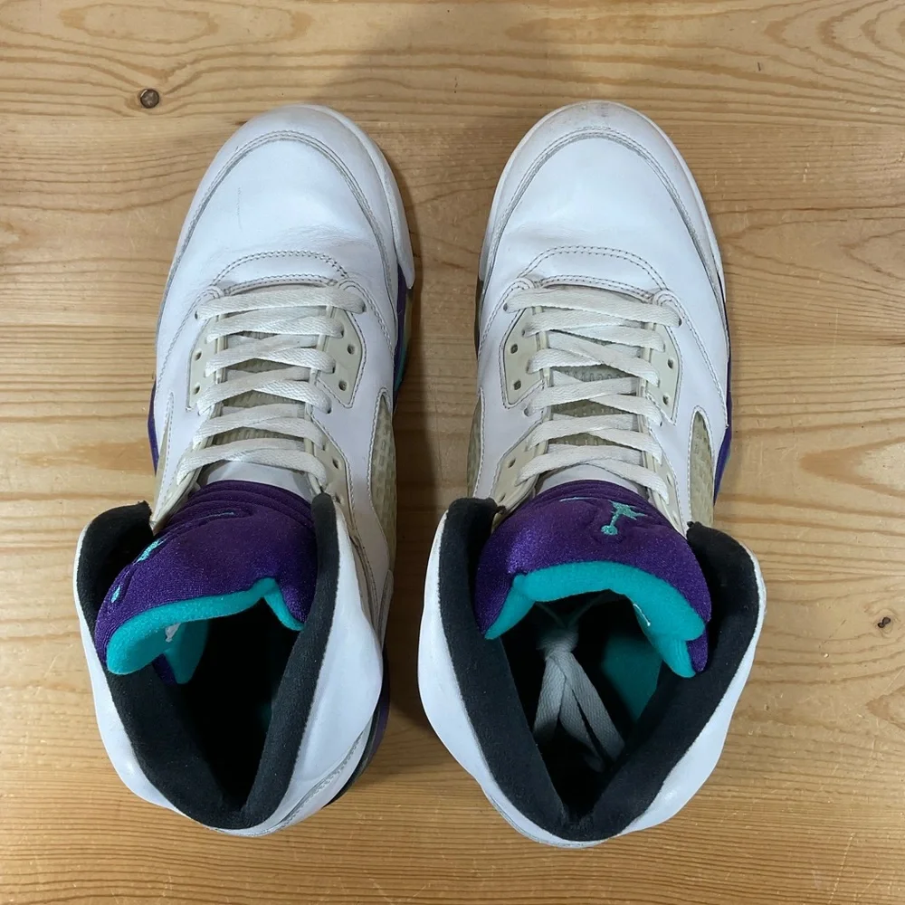 Nike Air Jordan 5 Retro Grape 2013 Men’s 10.5 White Purple Black Teal 136027 108